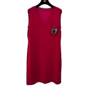 Chanel Vintage 2013 Red Crest Patch Sweater Tunic Dress Sz.44-46